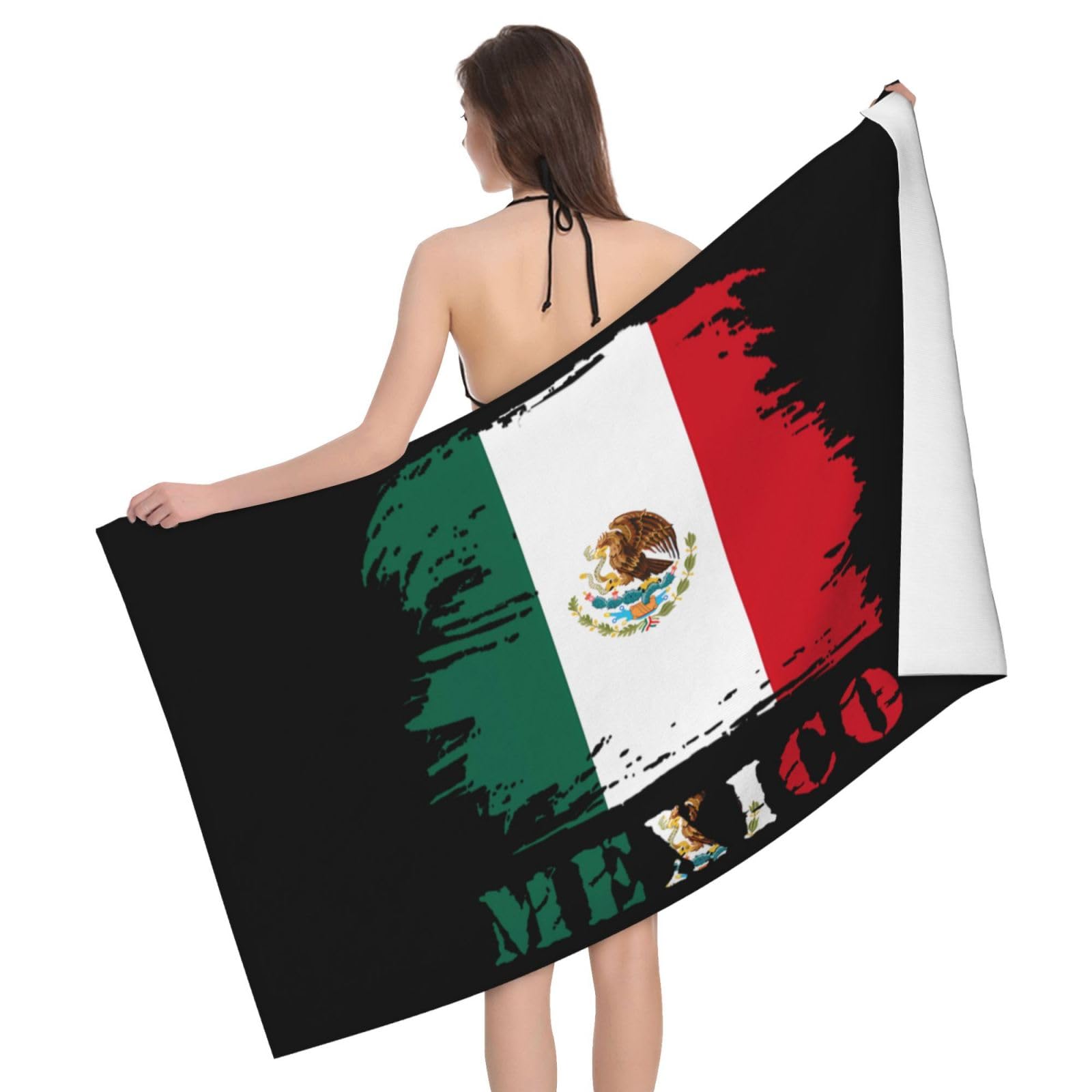 HLBSDM Microfiber Vintage Mexico Mexican Flag Beach Towel Quick Dry Soft Sand Free Beach Towels for Pool Swim Beach Lightweight Thin Towels