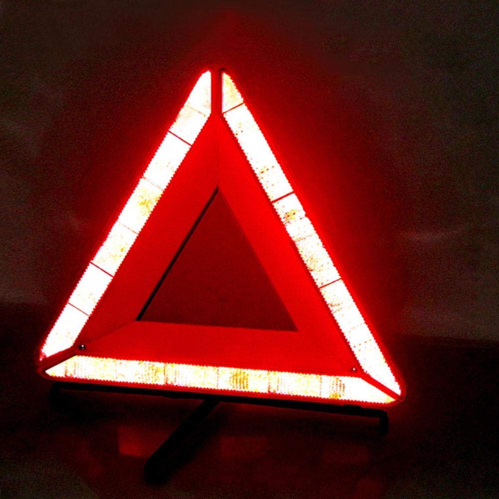 Reemky Warning Reflective Triangle Foldable Triangle Reflector Alerts Car Emergency Kit Roadside Warning Sign with Carrying Case for Car Vehicles Truck RV Tractor Trailer (1 Pack)