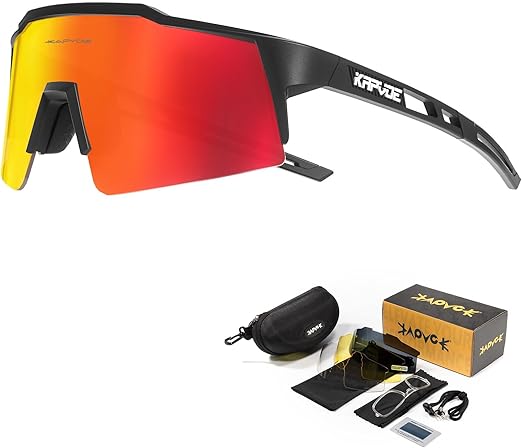 KAPVOE Cycling Glasses Men Women Mountain Bike MTB Sunglasses Youth Baseball Sports Triathlon with Polarized Lenses