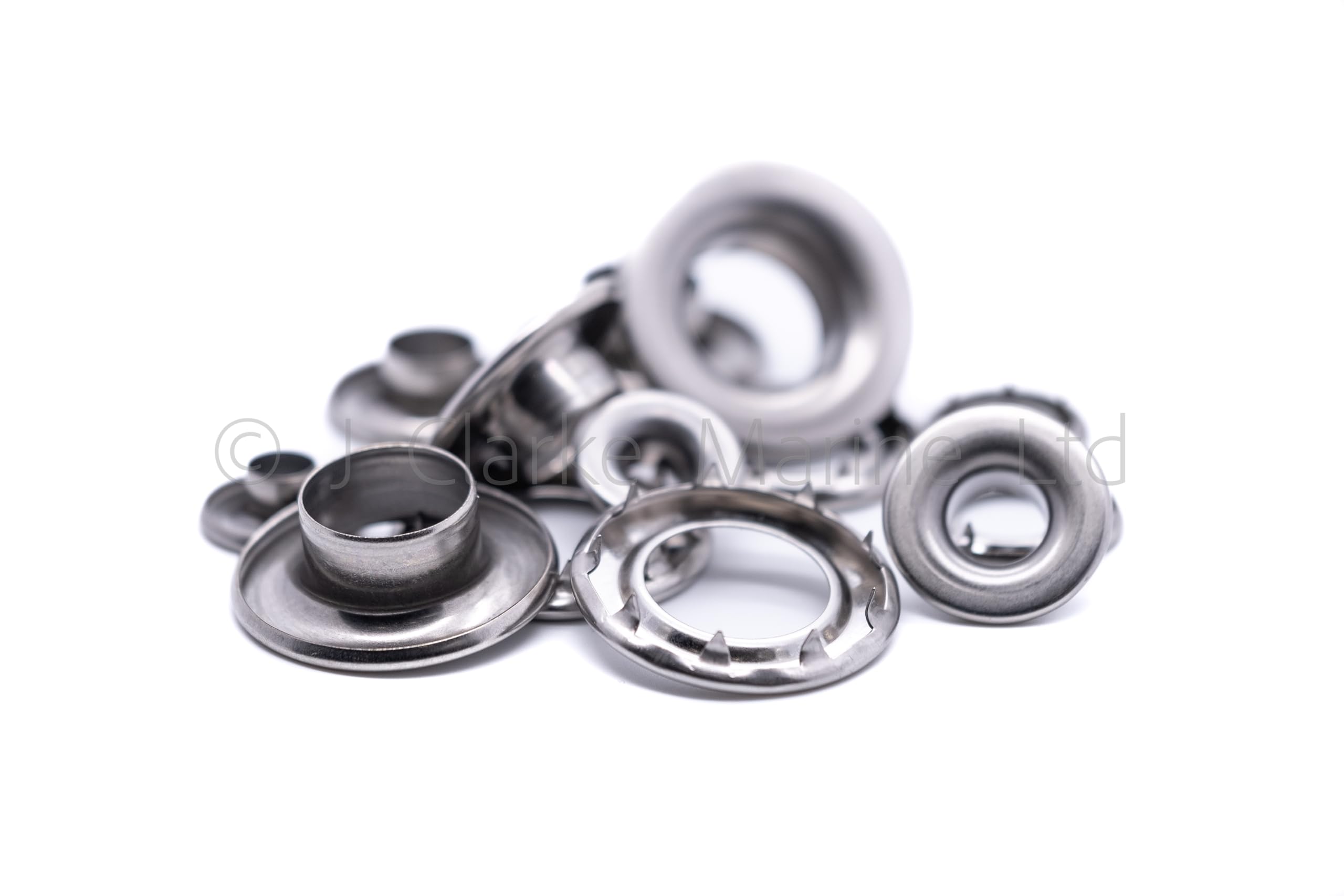 Occhielli in acciaio inox con bordo arrotolato resistente + strumento di chiusura (500, 3/8" o 9,5 mm)