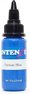 Intenze Persian Blue Tattoo Ink 1oz with Excellent Long-Lasting Opacity, Made in USA, Exceptional Skin Coverage, Sterilized and Direct from The Manufacturer.