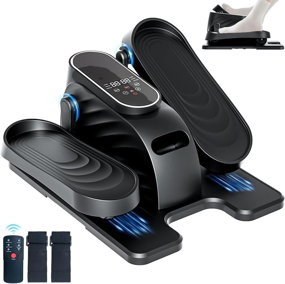 Under Desk Elliptical Machine with Remote, Ellipse Leg Exerciser as Seen on TV, Seated Pedal Exerciser for Seniors, 15 Speeds, Forward & Reverse Direction, Manual & Auto Mode for Home Office