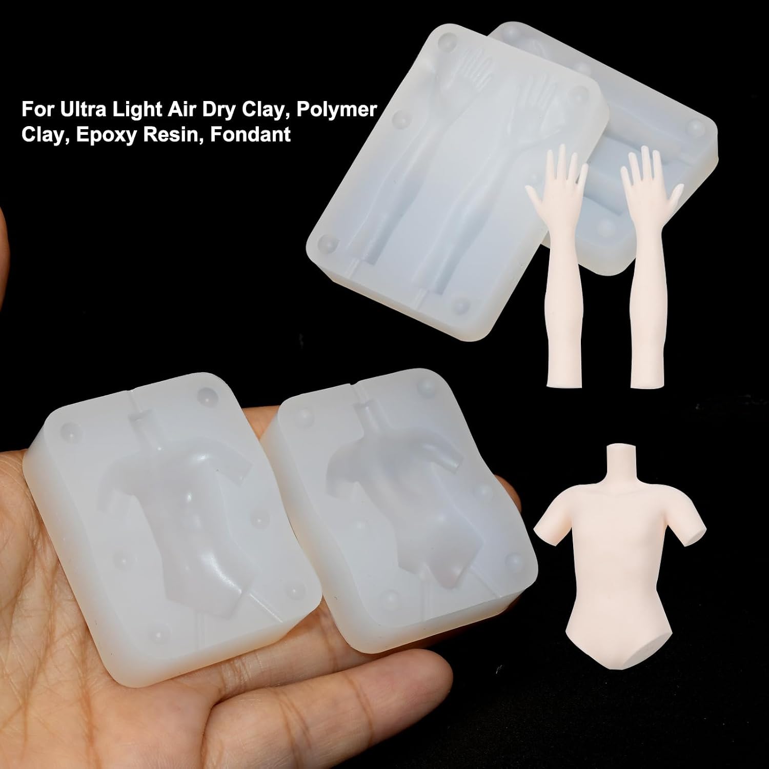 7Pcs Doll Figure Clay Mold Full Set, Ultra-Light Doll Blank Body Mold