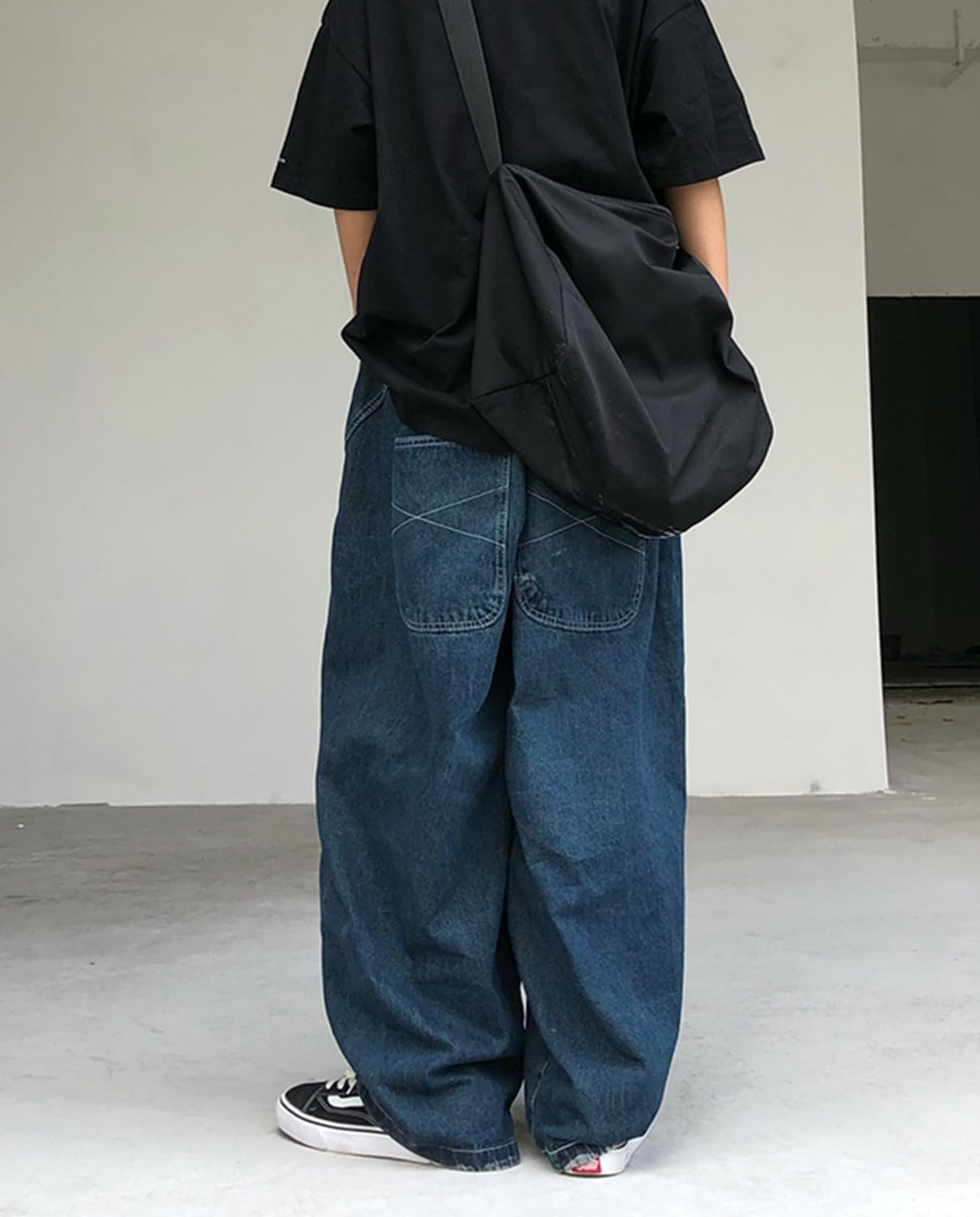 Mens Teen Boys Super Baggy Jeans Mid Rise Wide Leg Hip Hop Skater Jeans Casual Loose Denim Pants Streetwear - Image 2