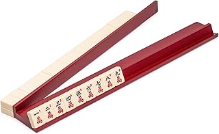 Yellow Mountain Imports Dark Camphor Wooden Mahjong Game Racks with Pushers, 18 Inches - Set of 4 (Includes Magnetically Attached Mahjong Pushers)