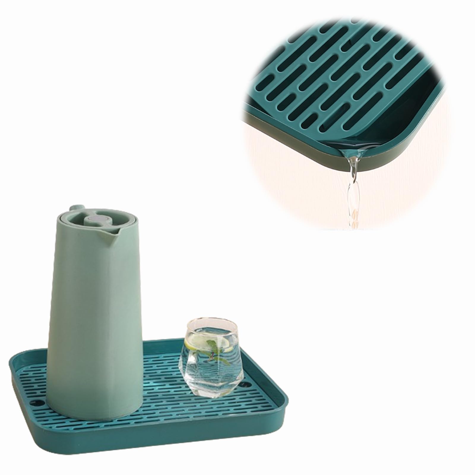 WANGCL afdruiprek met opvangbak, 31 x 17,5 cm, kleine afdruipmat, houder voor waterdruppelschalen voor fruitbekers, kop, gebruiksvoorwerpen, badkameraccessoires, koffie- en theetabletts, grijs