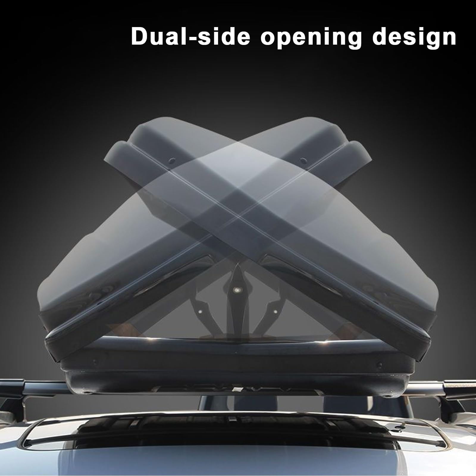 Cofre Techo Coche, Baúl de Techo Rígido de ABS de 300/480/500/550 L con Cerradura de Seguridad y Apertura Lateral, para Coche, Furgoneta y SUV(120x79x24cm)