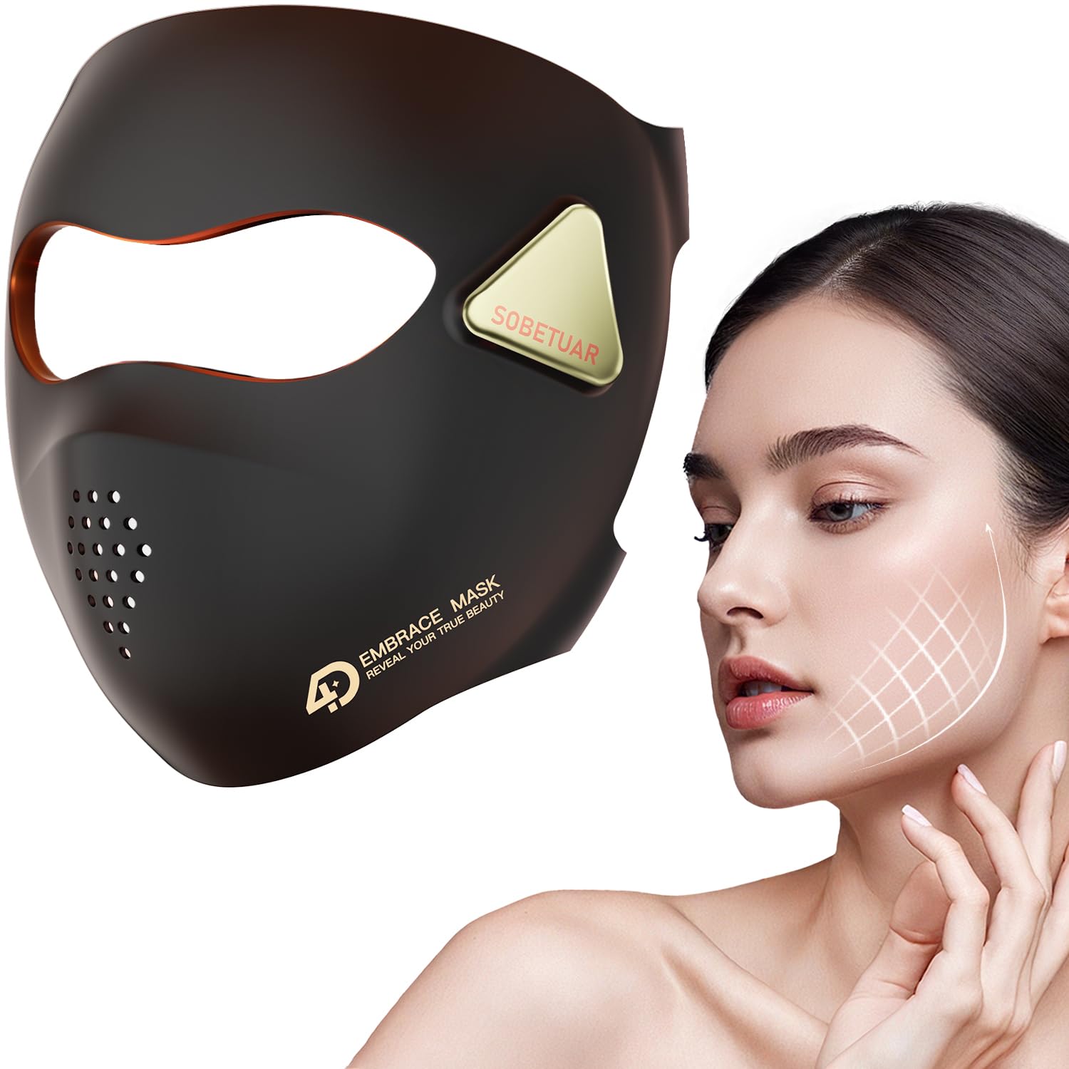 4D Red Light Therapy Mask Red Light Therapy for Face with 4 Color Light Modes Red Infrared Red