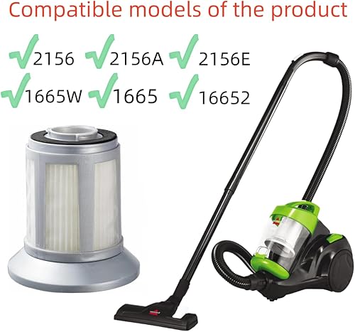 Miniatura 2 de Filtro de repuesto 2156A compatible con aspiradora Bissell Zing sin bolsa 2156 2156A 2156E 1665 16652 1665 W aspiradora Comparar con la parte