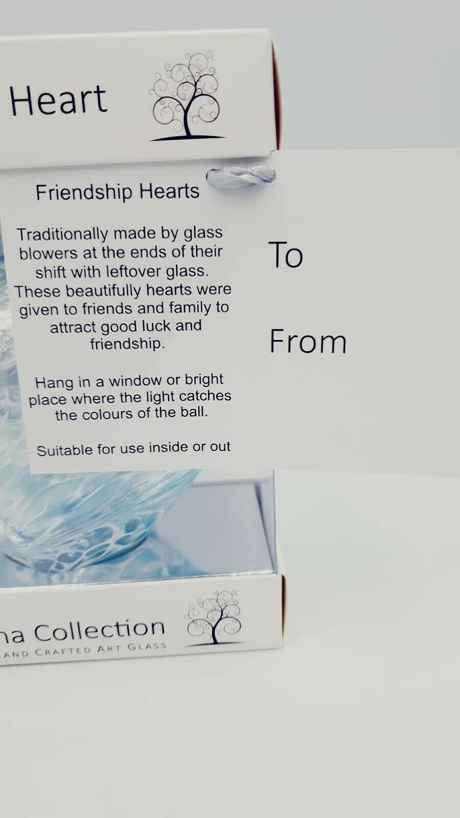 12cm Glass Friendship Heart Hanging Hand Blue Craft Keepsake Ornament Sienna - Image 3
