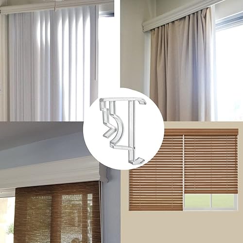 Miniatura 3 de Clips de cenefa de 2 pulgadas, 5 piezas de plástico transparente oculto para cenefa de ventana, clip de sujeción horizontal de imitación y madera