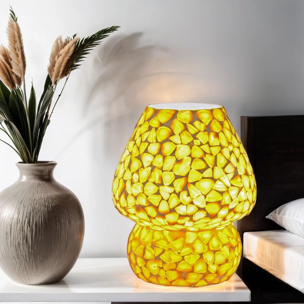 Marrakesch Juego de 2 lámparas de mesa decorativas de estilo boho con mosaico de conchas Aubina -2-