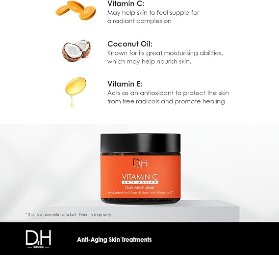 Dr H Vitamin C Anti-Ageing Day Moisturiser 60ml - Illuminate Your Day with Age-Defying Radiance - Enhance Skin Vitality, Combat Signs of Aging & Achieve a Youthful Complexion