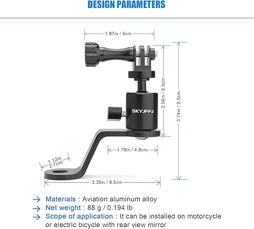 Miniatura 2 de Soporte para cámara deportiva de motocicleta para GoPro Hero 8/9/10/11/12, YI, AKASO, SJCAM, DJI Osmo cámaras de acción