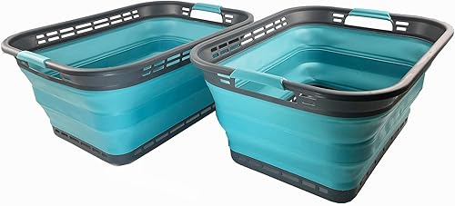 SAMMART Cesta plegable de plástico para la ropa sucia de 42 litros (11 galones), contenedor de almacenamiento plegable y organizador, tina de lavado