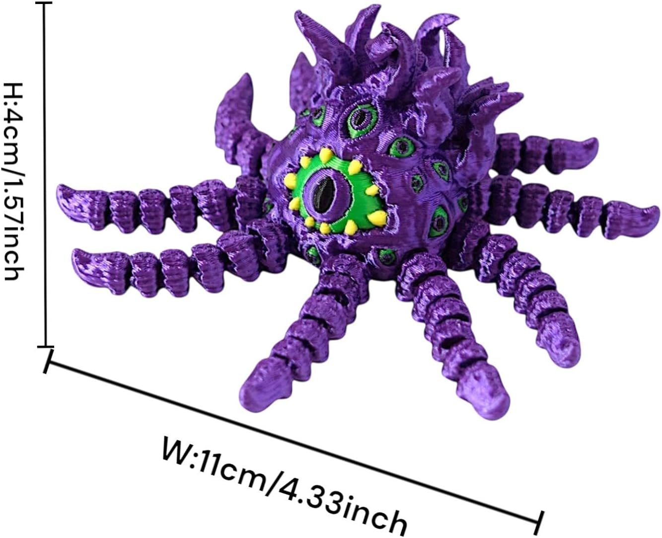 3D Printed Articulating Octopus Fidget Toy,Cute 3D Printed Animals,Fun Desk Decor,Unique Ocean Lovers Gifts (Purple Scary Octopus)