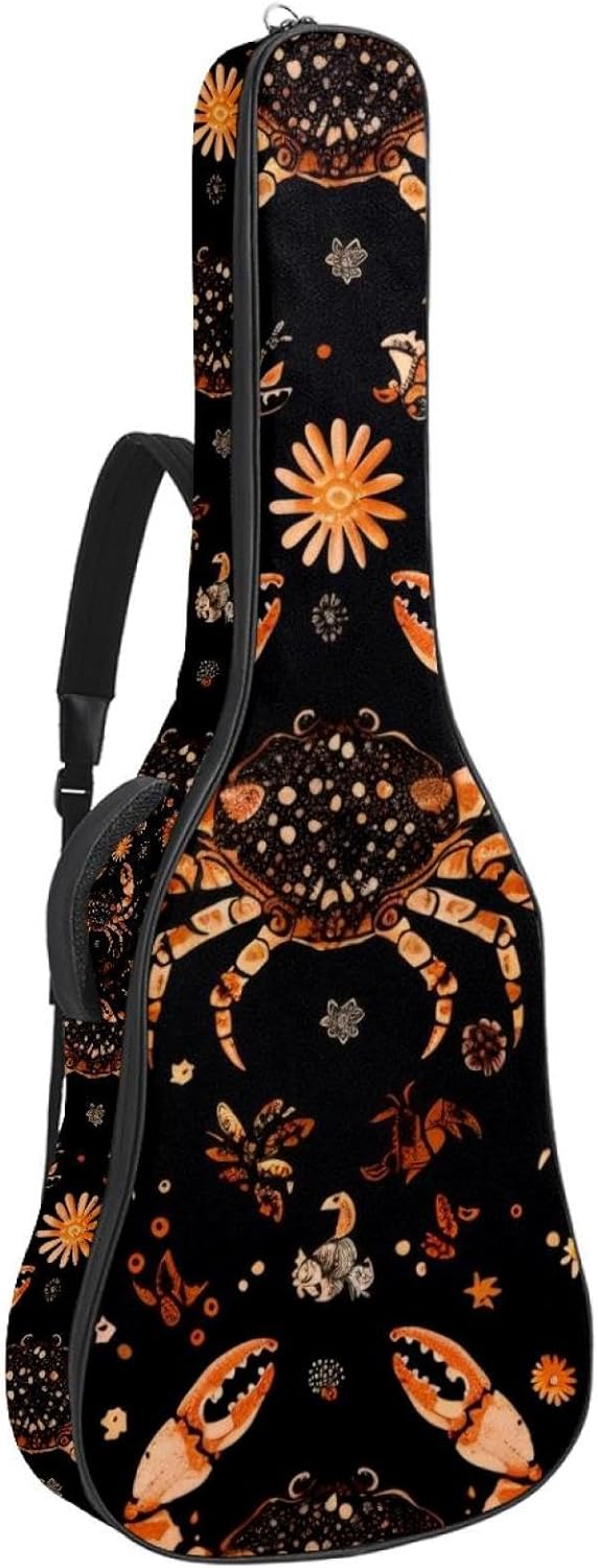 Acoustic Guitar Bag, 40 41 42 Inch Guitar Case Cover Soft Guitar Gig Bag for Acoustic Electric Bass Classical Guitar, Crab Seamless Pattern