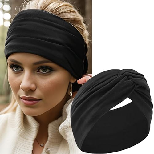 Miniatura 10 de Diademas extra anchas para mujer, 7 pulgadas, grandes, de algodón, como turbante, anudadas, bandas para la cabeza para mujeres, antideslizantes,