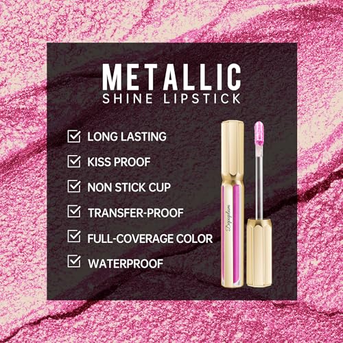 Image of Depuplum Pink Lipsticks for Women Metallic Glitter Lipstick Long Lasting
