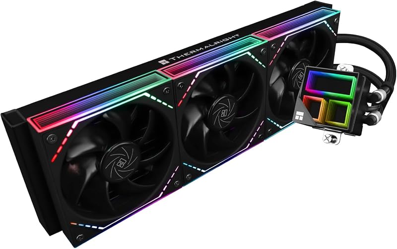 Thermalright Frozen Infinity 360 Enfriador líquido de CPU negro, ventiladores triples PWM con 2000 RPM, enfriador Aio de CPU de escritorio, para AM4/AM5 e Intel LGA1150/1151/1200/1700/1851, enfriador de agua para CPU de PC Infinity Mirror