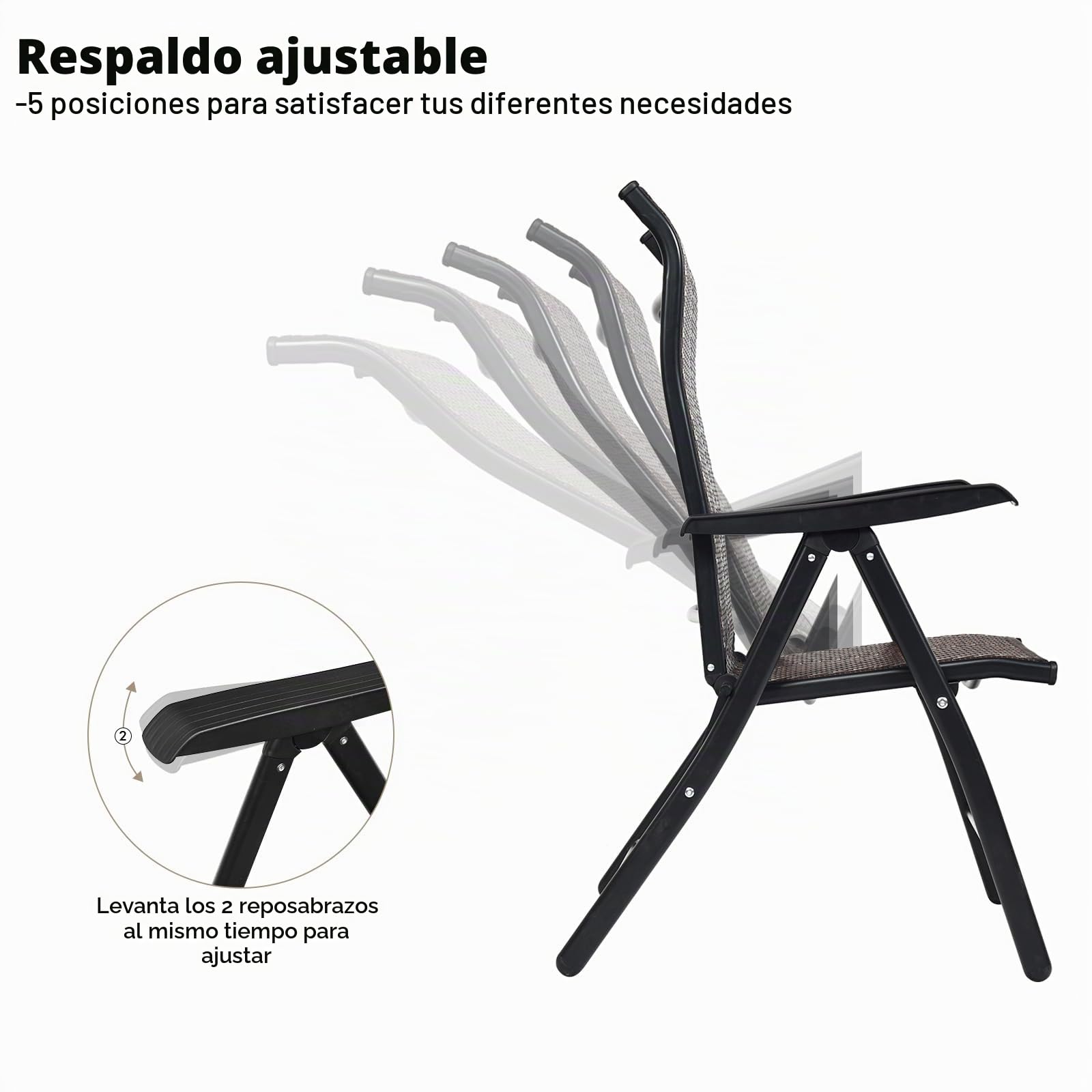 LIFEZEAL Silla de jardín Plegable de ratán con Respaldo reclinable (1 Pieza