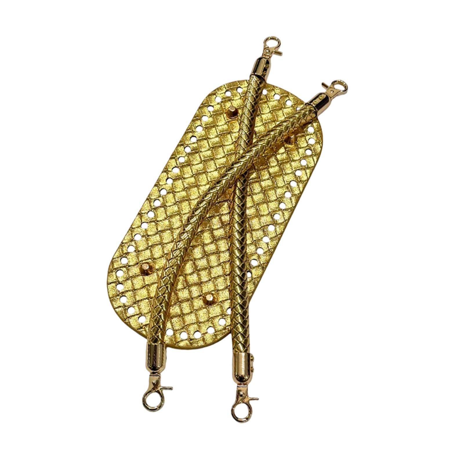 Purse Bottom with Short Handles DIY Set Bottom with Pre Punched Holes Golden-picture-23