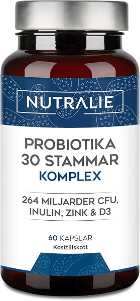Nutralie Probiotics & Prebiotics 30 Strains 60 kapslar med 264 miljarder CFU