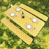 RANDLANTER 3 Piece Set Vinyl Fitted Picnic Table and Bench Seat Covers with Elastic Edges Indoor and