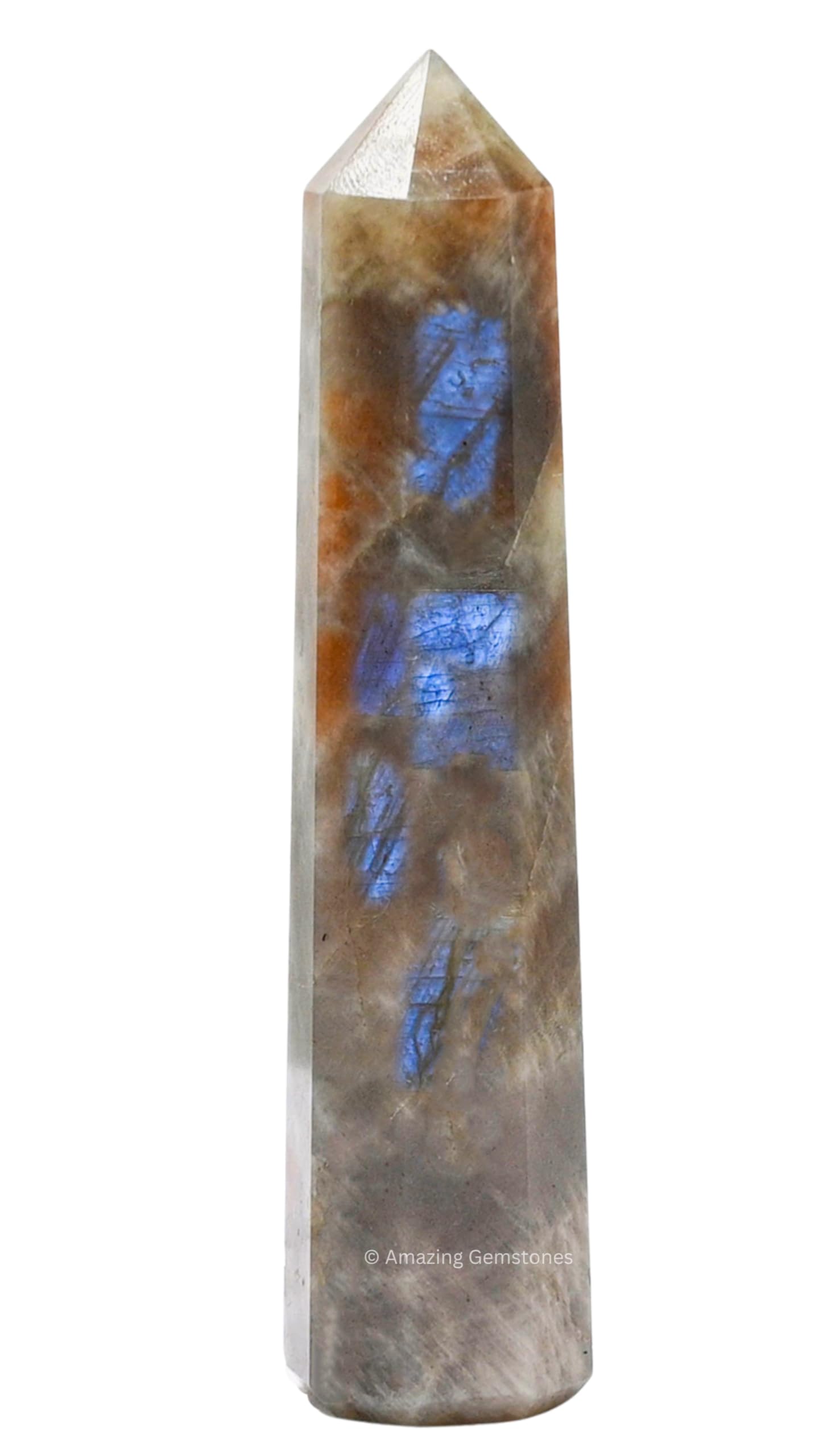 Sun Moonstone Crystal Towers ~ Natural Healing Crystal Point Obelisk for Reiki Healing and Crystal Grid (3" to 4" INCH)
