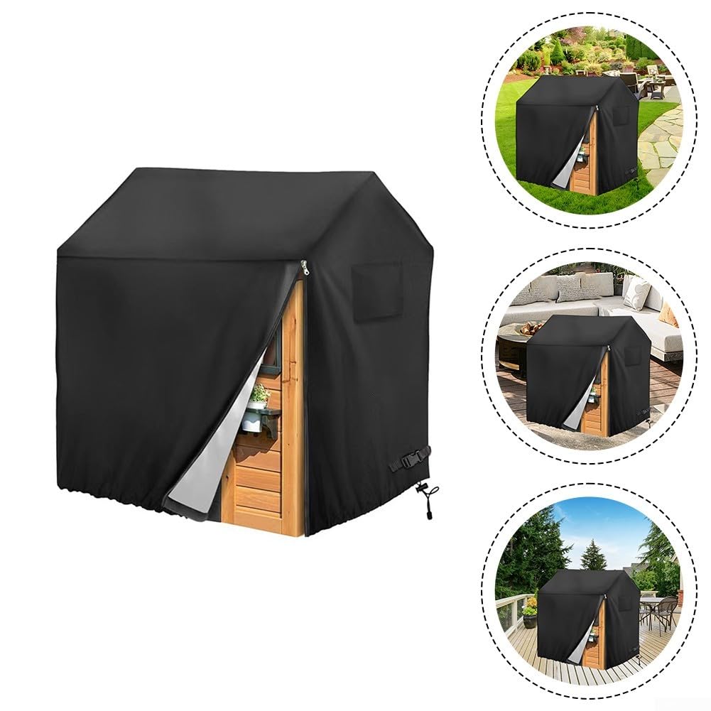 YJDOORPLAY Funda para casa de juegos infantil, protector solar impermeable, material de tela Oxford 210D, para casa de juegos de madera al aire libre, color negro (110 x 120 x 140 cm)