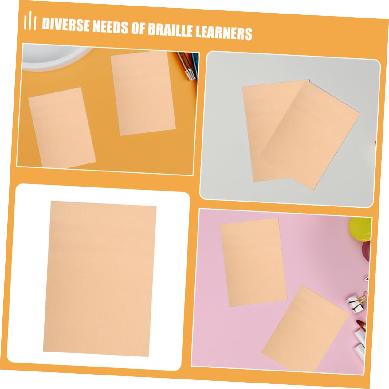 Homoyoyo 20piezas Cartón Braille Papel Táctil Para Escribir Braille Cartulina Gruesa Material De Aprendizaje Para Ciegos Practicar Escritura De Papel Para Color