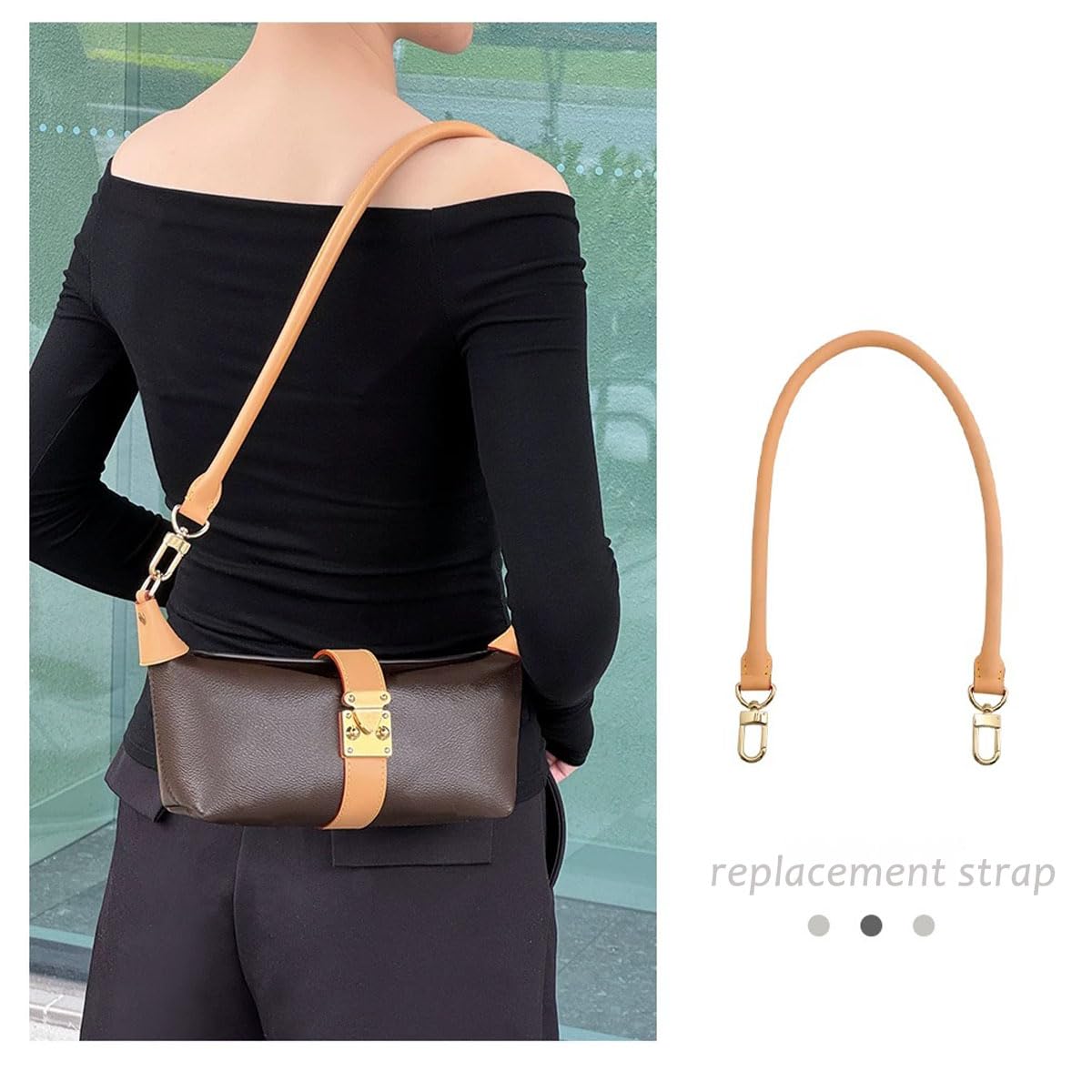 Vachetta Leder Schulterriemen 70cm – Rund Geformter Ersatzgurt 1,8cm kompatibel mit Speedy 25 30 35 kurzer Schultergurt