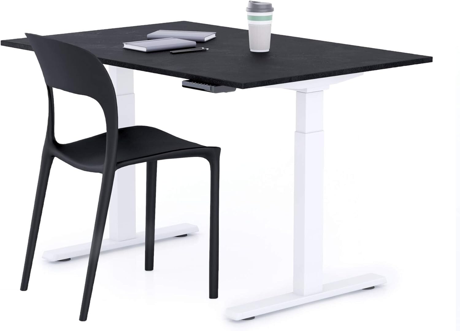 Mobili Fiver, Clara Electric Standing Desk 47.2 x 23.6 in Concrete Effect, Black with Black Legs