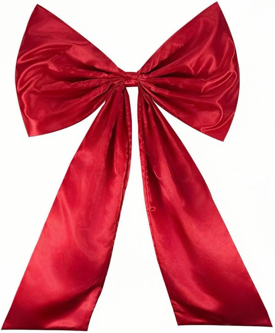 Giant Large Satin Ribbon Bow,25x40inch,Big Giant Bow for Coquette Room Decor,Wedding Birthday Party Backdrop Wall Christmas Tree Decoration (Red)