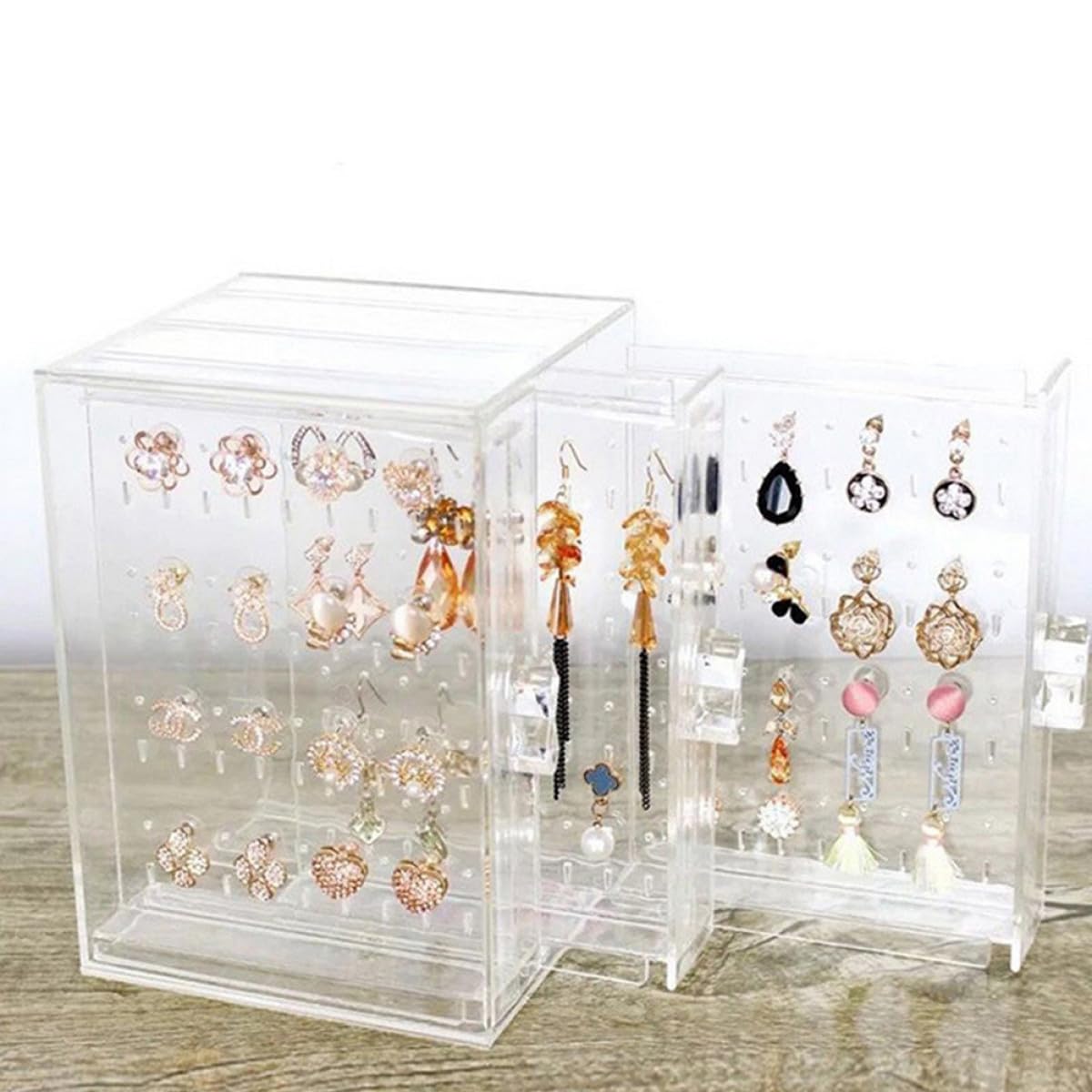 Homoyoyo Organizador de Joyas para Almacenamiento y Exhibición para Pendientes Acrílico Transparente Estuche Elegante y Funcional en Vitrinas