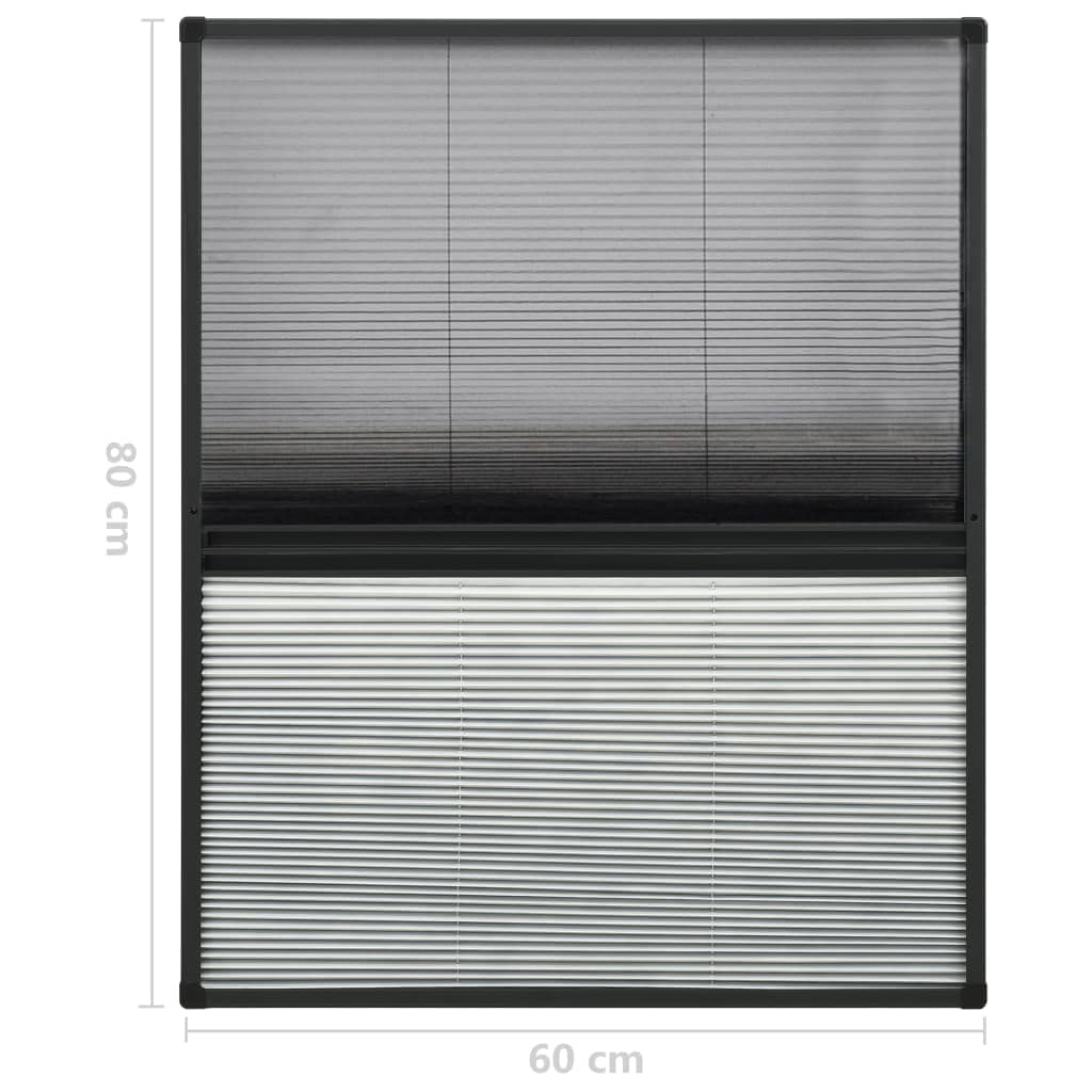 Store plissé en aluminium pour fenêtre de toit - 60 x 80 cm - Avec store - Moustiquaire en fibre de verre - Protection contre les insectes et les guêpes