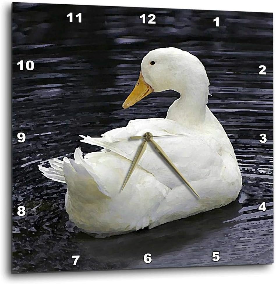 3dRose White Pekin Duck - Wall Clock, 10 by 10-Inch (DPP_4232_1)