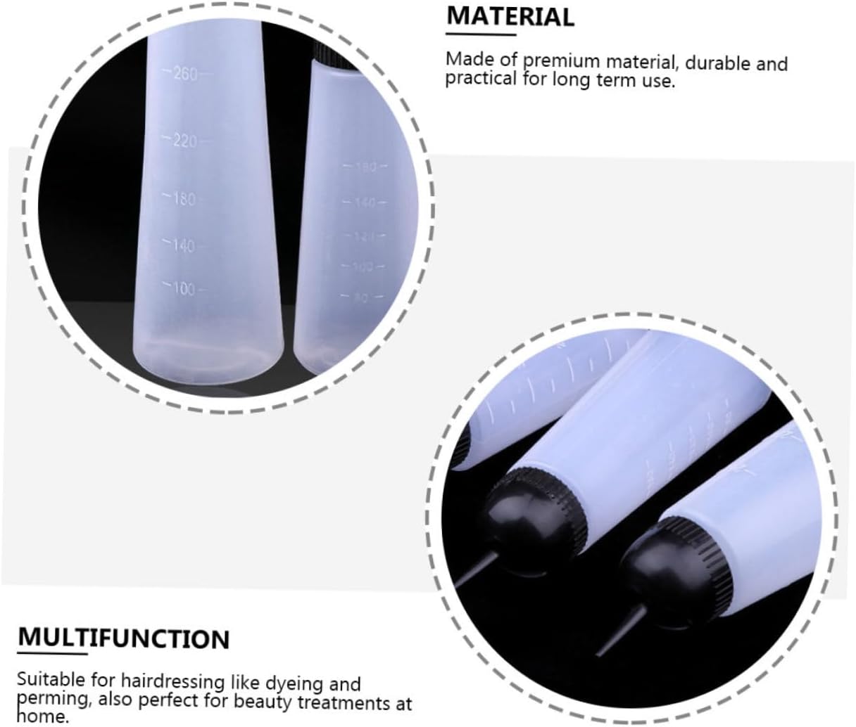 6 Pack Hair Dye Applicator Bottles with Scale, White Plastic