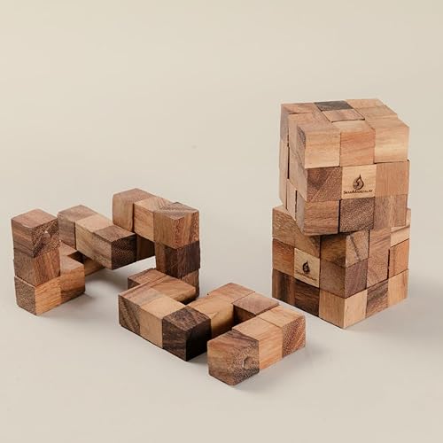 Miniatura 4 de Rompecabezas de cubo de serpiente: rompecabezas de madera 3D para adultos STEM Skill Builder juego entrelazado. Juego educativo de resolución de