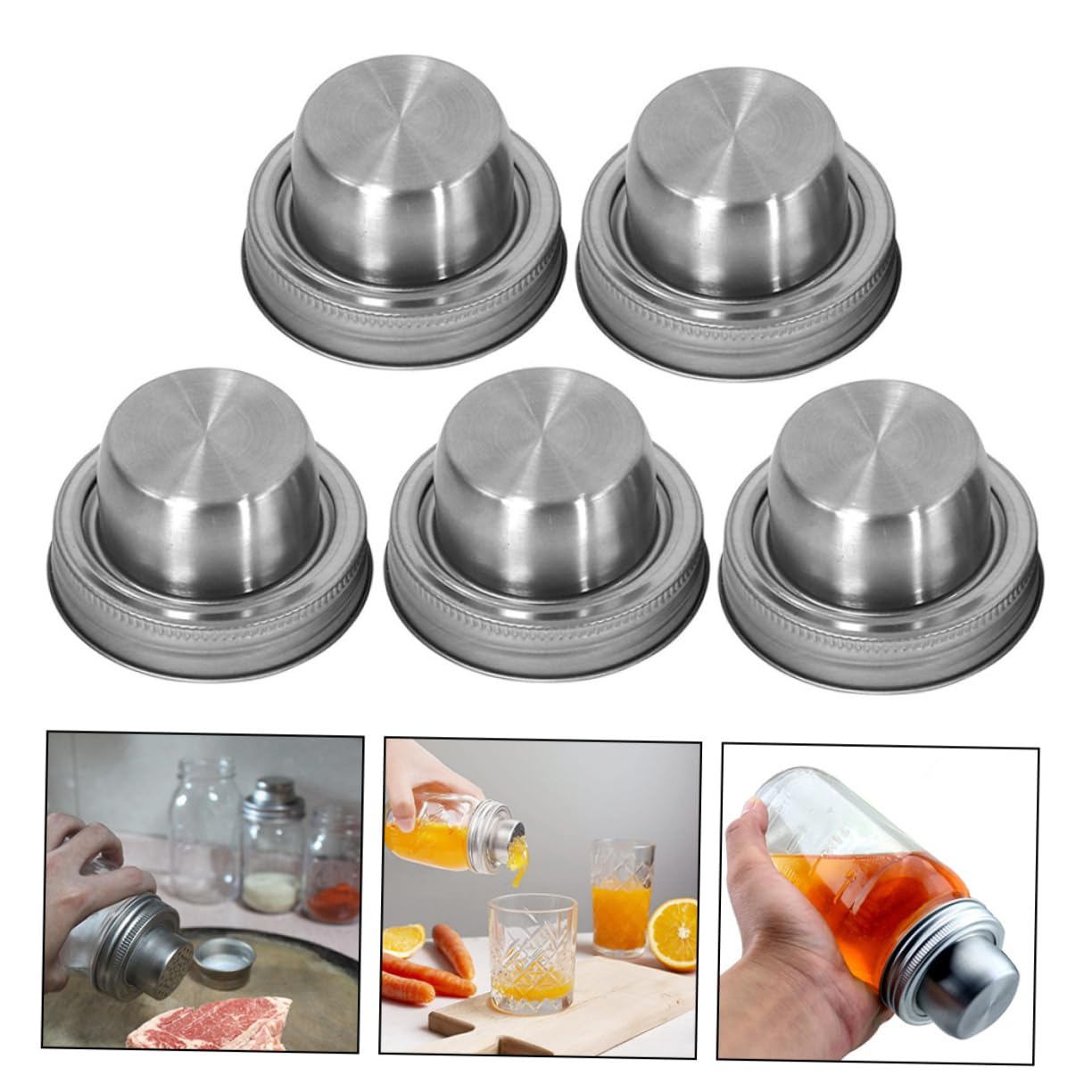 LABRIMP 10piezas Tapa Inoxidable Para Frascos Colador y Dispensador De Especias Para Cócteles y Cocina
