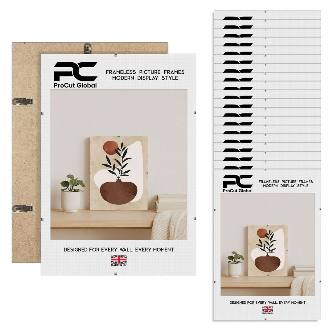 Procut Global 17X11 Clip Frames (Pack of 20) โ Frameless Perspex Wall-Mount Display for Posters, Pictures, Photos & Certificates โ Lightweight & Shatterproof โ Available in Sizes and Sets
