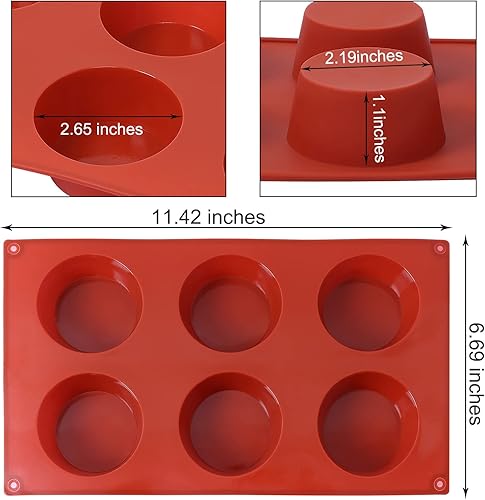 Miniatura 2 de Paquete de 3 moldes de silicona redondos grandes de 6 cavidades, molde de silicona antiadherente para hacer cilindros trapezoidales para dulces,
