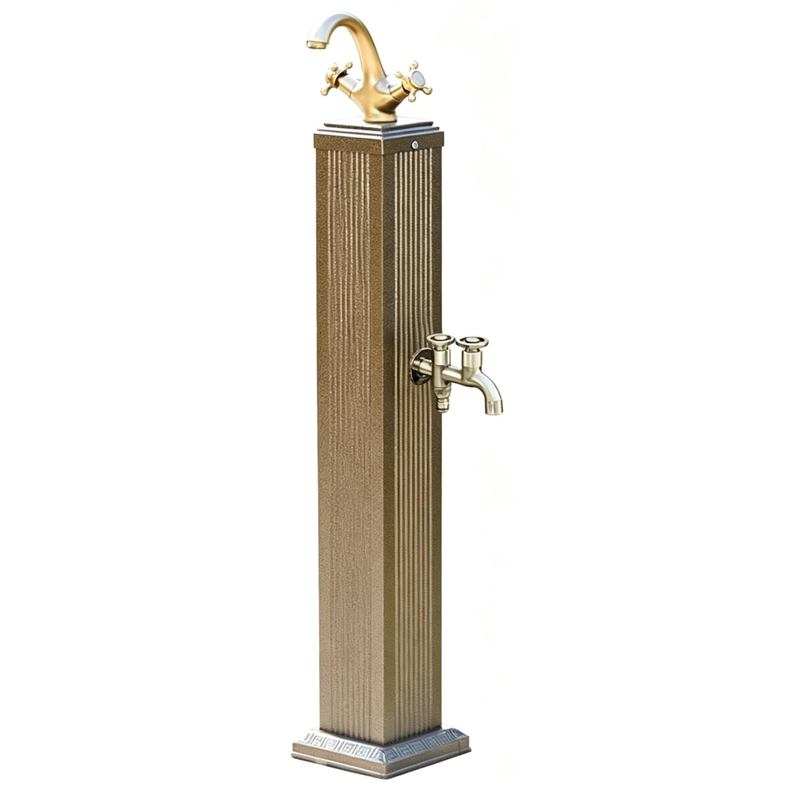 Yangllyj Grey Garden Water Column, Outdoor Water Hydrant With Dual Water Outlets And Top Hot Cold Spigot For Backyard Patio Courtyard(Grey)