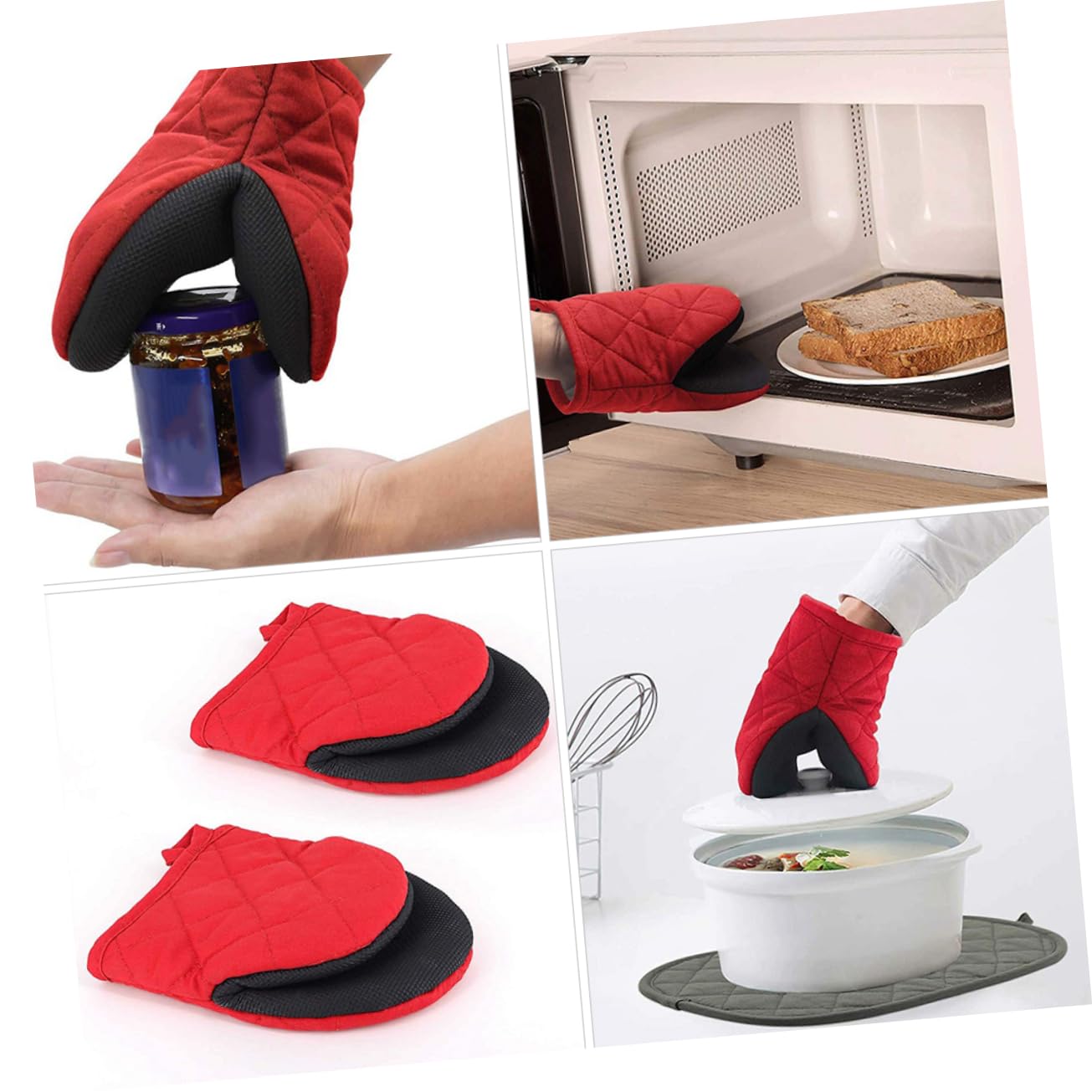 Moufles Isolant Thermique Cuisine Rouge, Paire, pour Cuisson