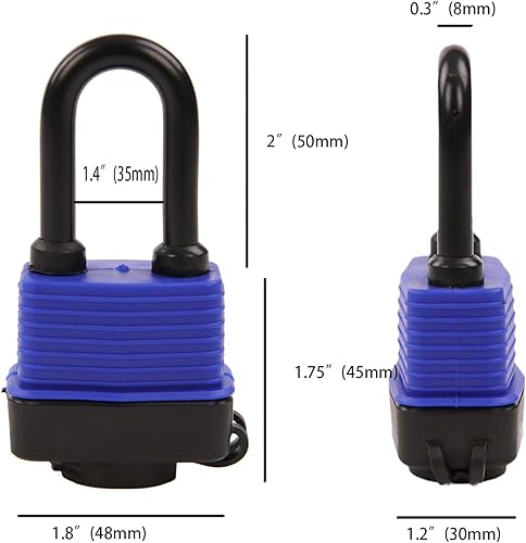 Miniatura 2 de SEPOX 20 candados resistentes de 1.732 in y 1.75 pulgadas para exteriores con llave similar, cubierta a prueba de agua, cerradura de acero con la
