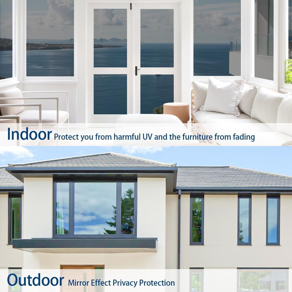 One Way Privacy Window Film 23.6" x 118" with Installation Tools, Silver Mirror Window Tint See Out Not in, Daytime Privacy in Sunny Conditions, Heat Control UV Blocking for Home Office