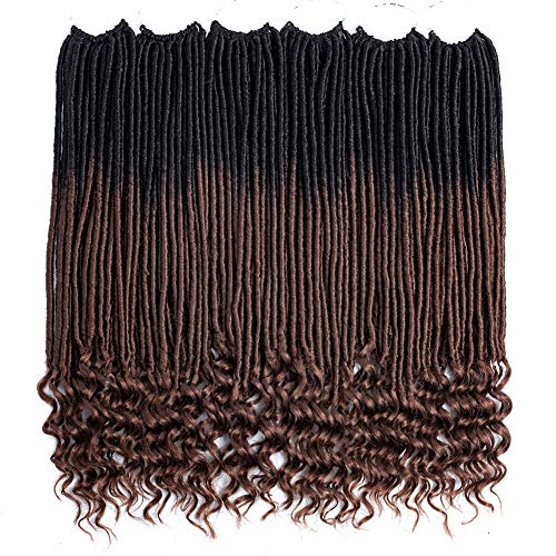 18 Inch 6 Pcs/ Lot Straight Faux Locs Crochet Hair Omber Goddess Locs Crochet Hair Faux Locs Twist Briading Hair With Curly Ends Dreadlocks Crochet Braids Hair Extensions (T30)