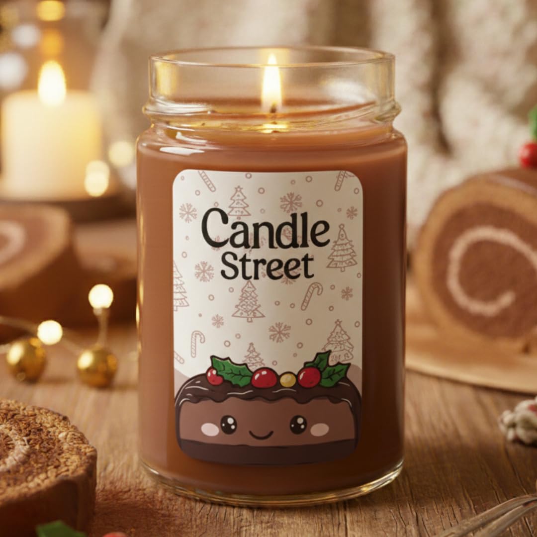 Candle Street – Duftkerze Nougat 500 g | Haselnuss, Mandel und Honig | Kollektion Süße Weihnachten | Große Kerze im Glas, 120 Stunden Brenndauer, perfektes Geschenk für Weihnachten