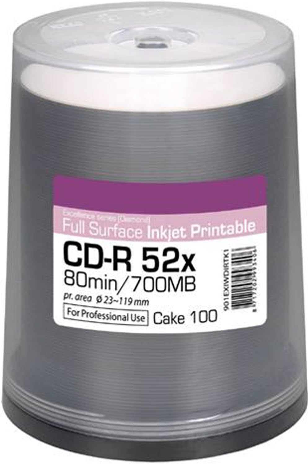 TraxdataRITEK 'Excellence Series' Blank CD CD-R 52 x Diamond Silver/White Inkjet Printable 100 Axle