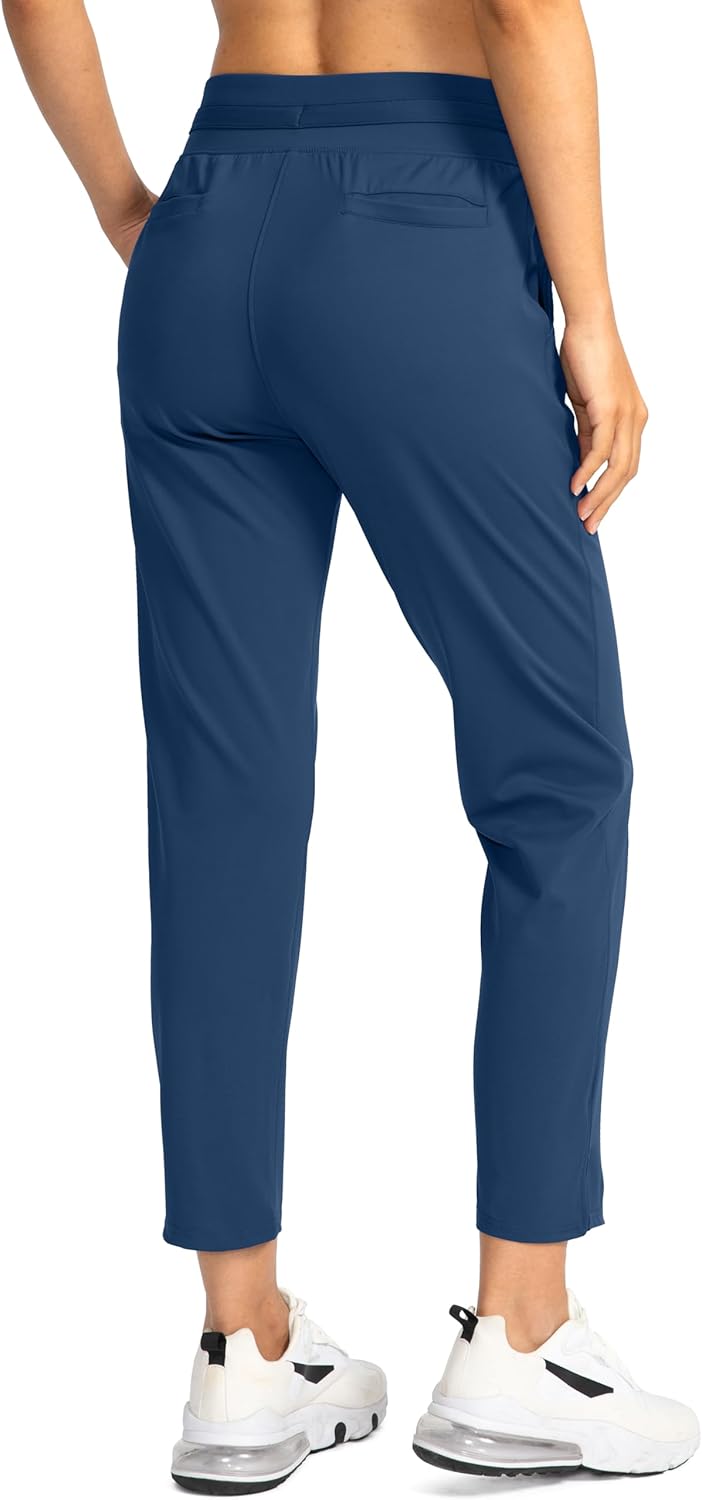 Soothfeel Women's Pants with 4 Pockets 7/8 Stretch High Waisted Sweatpants Travel Athletic Work Golf Pants for Women
